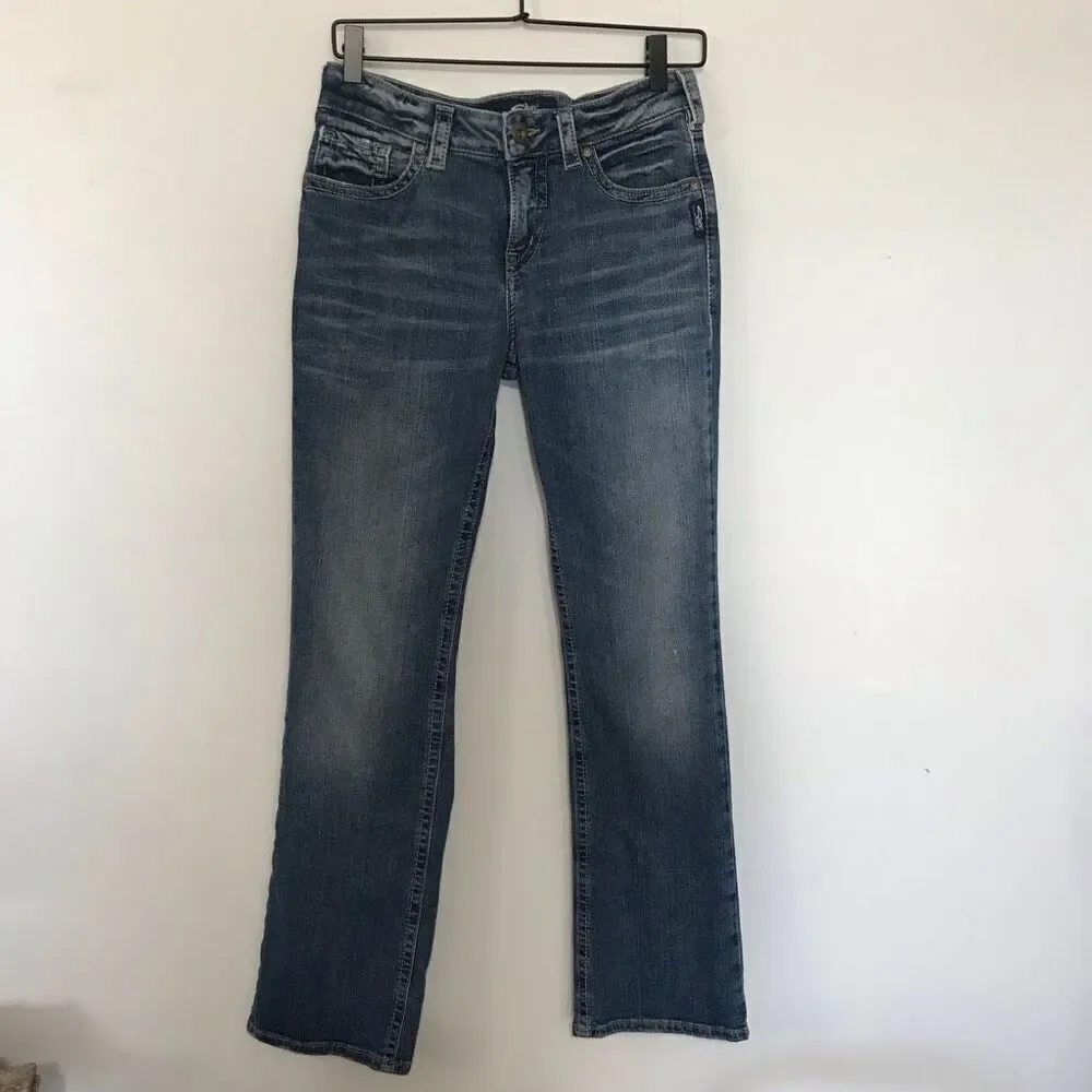 Silver Jeans Avery Slim Boot Cut Blue Jean Light‎ Wash W 28 L 31 denim western